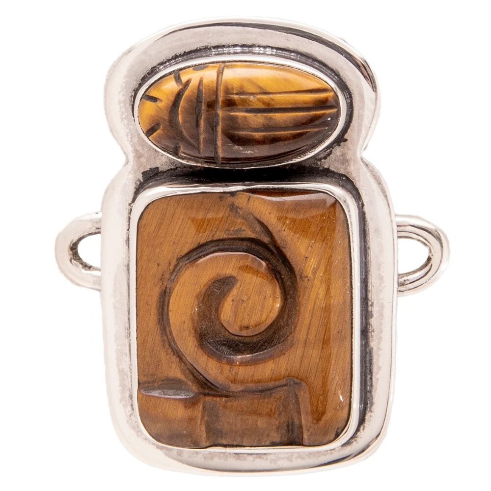 Tabra Jewelry 925 Sterling Silver Tiger Eye Connector Charm OOK346